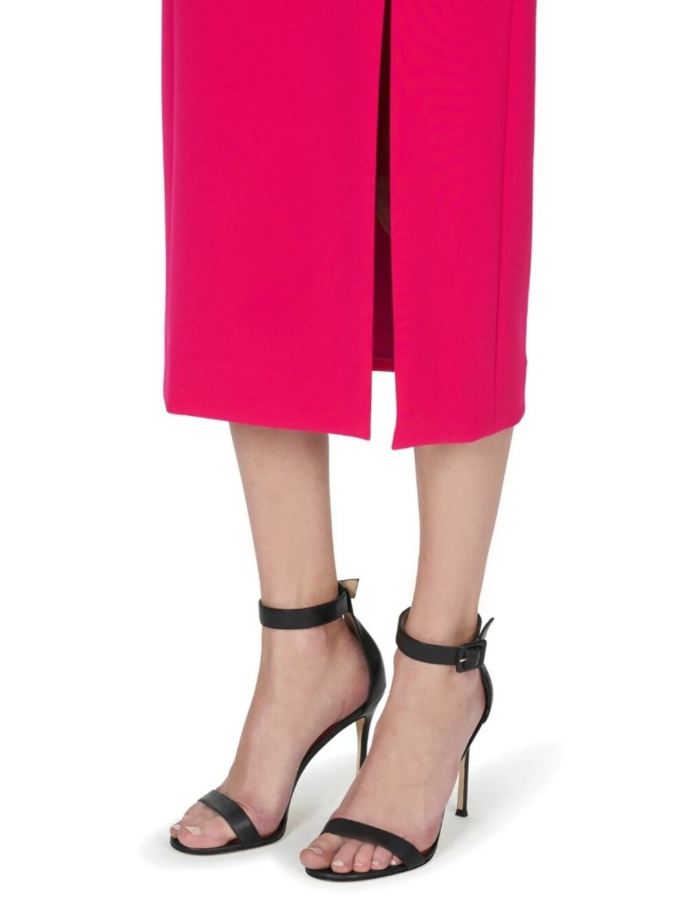 Carolina Herrera Twist Detail Womens Front Slit Midi Sheath Dress Begonia Size 6 - Picture 3 of 9